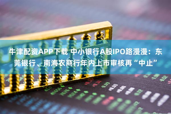 牛津配资APP下载 中小银行A股IPO路漫漫：东莞银行、南海农商行年内上市审核再“中止”